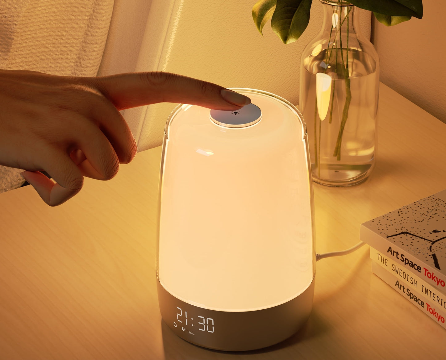 Sunrise Alarm Clock, Wake up Light Alarm Clock, 3 Ways Dimmable Modern Small Digital RGB Bedside Lamp for Heavy Sleeper