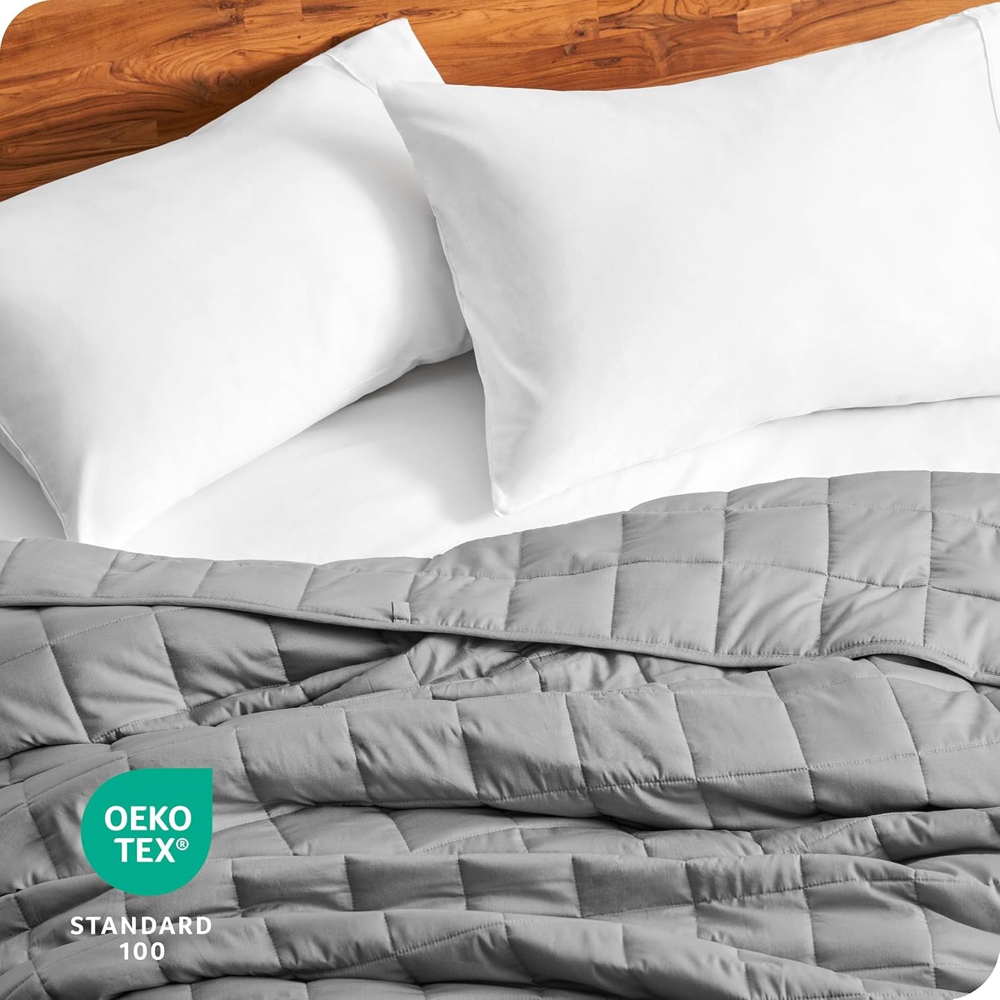 Weighted Blanket All-Natural 100% Cotton with Nontoxic Glass Beads 80"X87" 25Lbs, Light Grey