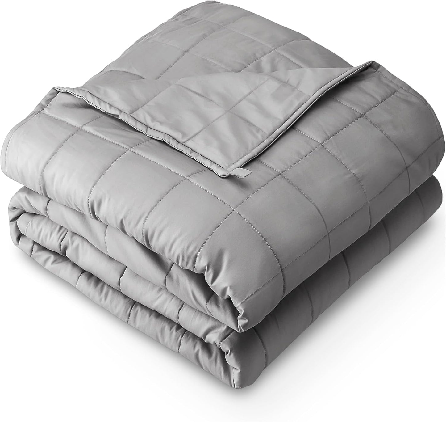 Weighted Blanket All-Natural 100% Cotton with Nontoxic Glass Beads 80"X87" 25Lbs, Light Grey