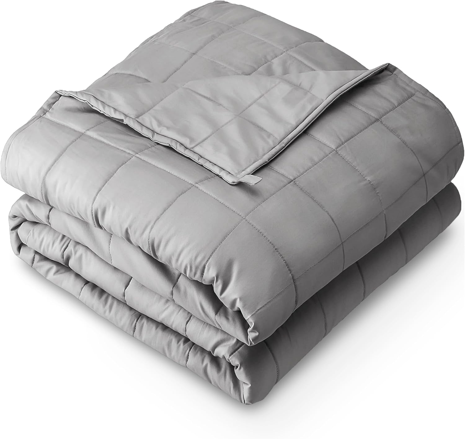 Weighted Blanket All-Natural 100% Cotton with Nontoxic Glass Beads 80"X87" 25Lbs, Light Grey
